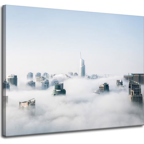 Leinwanddruck Architektur Wolkenkratzer 100x80 USA Himmel Nebel