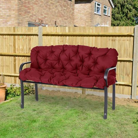 Cojín para banco de 3 plazas con respaldo, 150 x 98 x 8 cm, poliéster rojo DESVIAE (1/5)