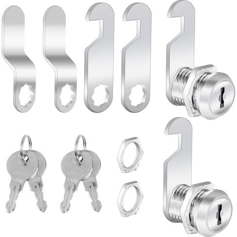 Lot de 2 verrous de sécurité pour armoire, serrure à came de 30 mm avec clé, verrou de sécurité pour porte d'armoire ou boîte aux lettres (1/5)