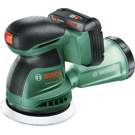 Bosch lijadora excéntrica a batería EasyOrbit 18V-10 (lijado en madera, superficies barnizadas y pintadas de pequeñas a medianas diámetro: 125 mm batería y cargador de 2,0 Ah)