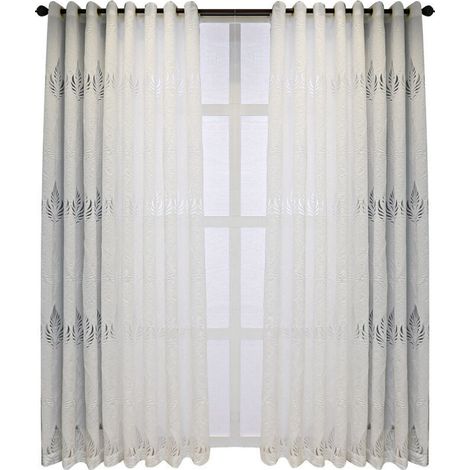 Rideau Voilage Blanc - Rideaux D'extérieur et Intérieur Bonne Tissu Voile à Oeillets pour Décoration Maison, L 137 x H 213 cm, 1 Pièce (1/5)