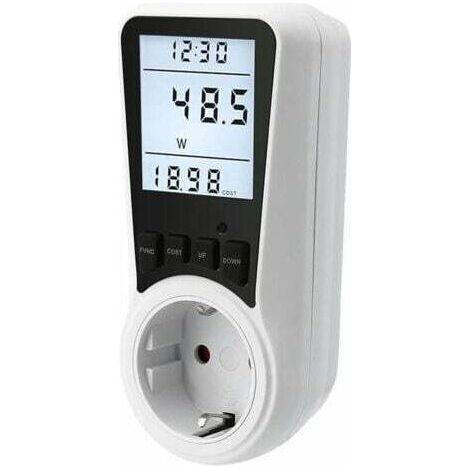Stromzähler für Steckdose, Energiekostenzähler, Stromzähler, Steckdose, Stromzähler mit LCD-Anzeige, 3680 W max./16 A