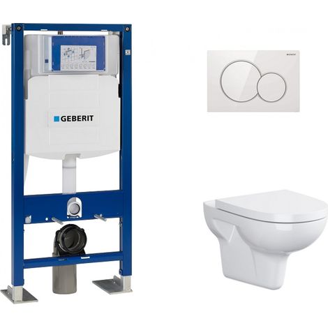 Pack WC suspendu Geberit UP320 – Cuvette sans bride Velvet – Plaque de déclenchement Sigma blanche – Bâti-support autoportant (1/5)