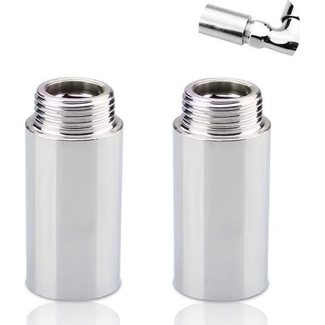Lot de 2 rallonges de robinet 1/2" x 70 mm, 1/2" IG x 1/2" AG DN15, rallonge filetée DN15, raccord d'extension en acier inoxydable de 70 mm, rallonge de raccordement pour installation de chauffage et (1/5)