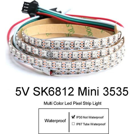 Bande LED multicolore SK6812 WS2812B de 144 LED, circuit intégré 3535, 7 mm, 5 V