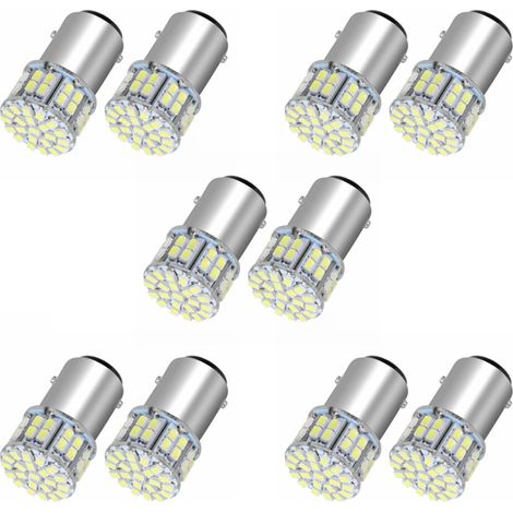 10 Pièces Séries 6000K Blanc 1157 50SMD Frein de Queue LED Lumières Ampoule BAY15D 12V
