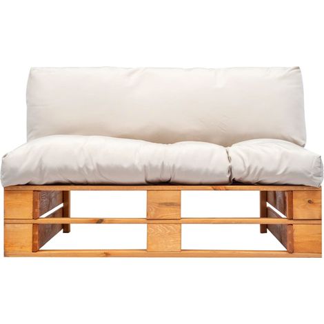 Maison Exclusive - Outdoor-Sofa Paletten mit Kissen in Sandfarben