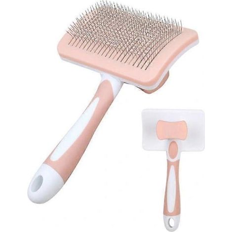 Peigne pour animaux de compagnie, brosse pour chiens et chats, brosse de toilettage pour chats d'intérieur à poils longs, brosse démêlante, accessoires pour animaux de compagnie orange-AquaForge (1/2)