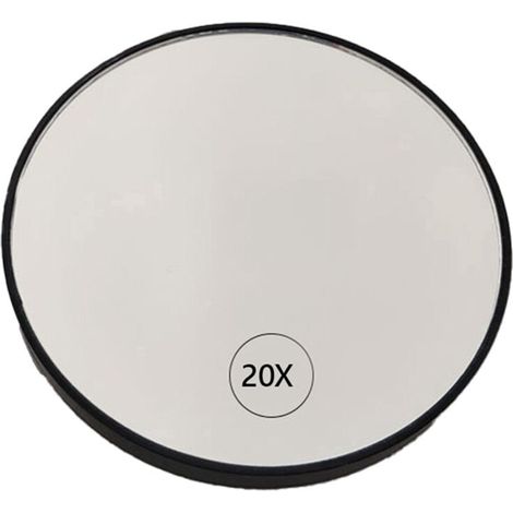 Specchio da trucco ingranditore portatile antiappannamento 20X con ventosa e maniglia, nero (1/4)
