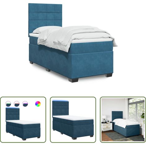 vidaXL Cama box spring con colchón terciopelo azul 90x190 cm (1/5)