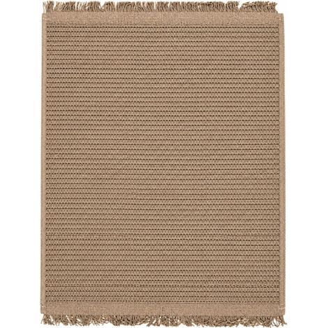 NATURAL JUT - Tapis en jute artisanal à franges beige naturel 120x160