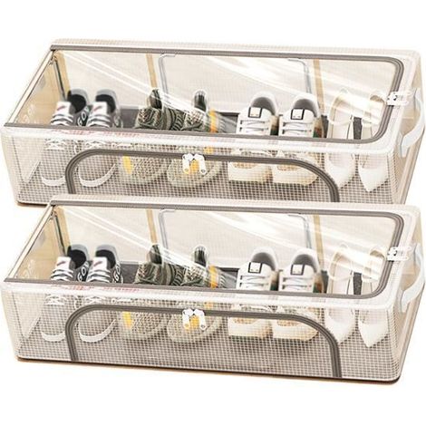 Organisateur de Chaussures - Lot de 2 - Convient à 5 Paires - Boîte Rangement en PVC - Transparente avec housse (1/4)