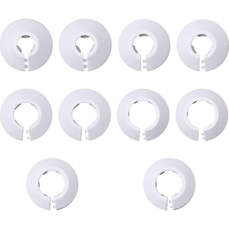 Lntyq 10 Pièce Rosaces Simples de Radiateur, Rosace Radiateur, Cache Tuyau Radiateur, Cache Tuyau pour Radiateur, Couvercle de Trou Mural Sol, Pour Chauffage, Couvercle (12/16/20/25/32mm, Blanc) (1/5)