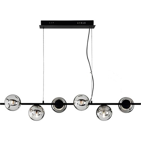 Lampada a sospensione 120 cm in metallo e vetro soffiato Nero a 6 luci MONILE (1/2)