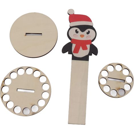 Wooden Christmas Money Holder Desktop Ornaments Multiple Holes Double Layer Cash Holders for Decorations Type C