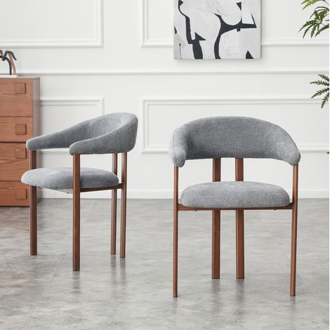 REDOM - Silla de comedor de tela, asiento y respaldo acolchados, estructura de hierro, gris (1/5)