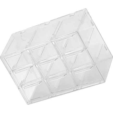 Miniatur-Aufbewahrungsbox mit neun Fächern, staubdicht und transparent, ideal für Schreibwaren, Schmuck, Tageslinsen und farbige Kontaktlinsen. (1/5)