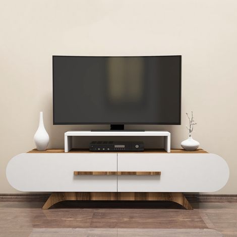 TV-Möbel Rose Walnuss Weiß Melamin 145x49,8x36,8 cm