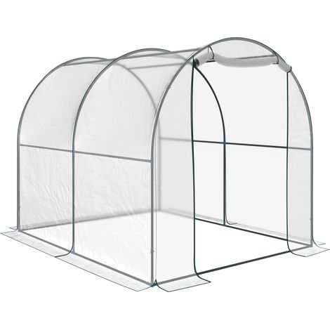Serre tunnel jardin balcon plantes légumes PVC porte enroulable acier 2x2,5x2 m