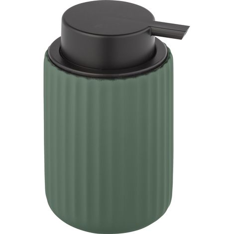 WENKO Distributore di sapone liquido Belluno, capacità 300 ml, Ceramica "soft touch", Ø 8x13,5 cm, Verde (1/4)