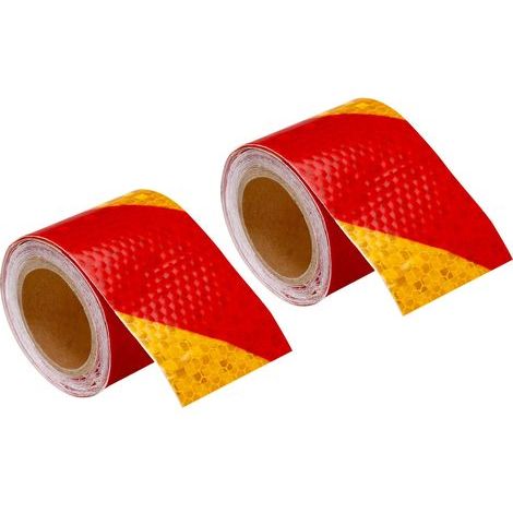 Ruban réfléchissant, 2 rouleaux de 3 m x 5 cm, adhésif haute visibilité, jaune et rouge. (1/5)
