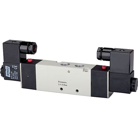 Riegler 5/3-Wegeventil elektropneum. »4V« Mitte geschl., G 1/2, 24 V DC (1/3)