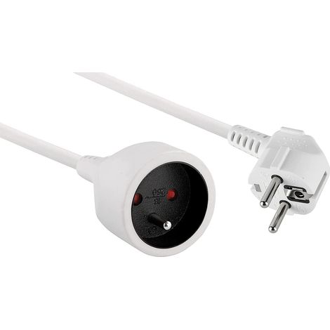 Rallonge Électrique 5m Blanche Câble 3G1,5mm² Prise 16A Sécurité Enfant Usage Intérieur Extérieur (1/5)