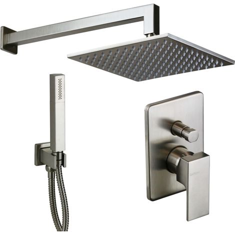 Kit doccia acciaio spazzolato completo modello quadro Gattoni SQUARE KTQ15/PDNS Acciaio Spazzolato (1/3)