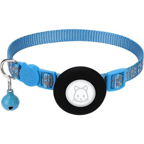 Collier pour chat avec boucle de sécurité et clochette, réfléchissant, bleu, largeur 9,5 mm (3/8 pouce). (1/4)
