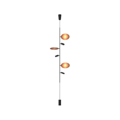 Mantra Lámpara de pie LED ZYRA negra y cobre cepillado 30W 2700K 2700lm 170-370cm altura (1/2)