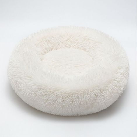 Lit nid rond pour chat et chien, ovale beignet, blanc, diamètre 40 cm – DELKEVIC