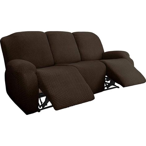 8 pièces Housse extensible, motif jacquard, tissu polyester élasthanne, pour canapé relax 3 places (1/5)