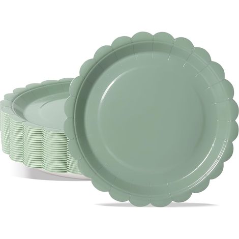 Assiettes en carton JeiibrZui - 50 pièces - 23 cm - Bords ondulés - Vaisselle réutilisable et durable pour fêtes et pique-niques (1/5)