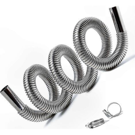 Tuyau d'échappement diesel en acier inoxydable de 200 cm avec 2 colliers de serrage, diamètre 25 mm