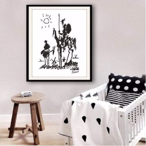 Picasso Don Quichotte Toile Tableau Peinture Murale RéTro Toile Tableau Peintures Noir Blanc Murale Art Minimaliste Affiche Salon Decoration à La Maison 40x60 Cm Sans Cadre (1/5)