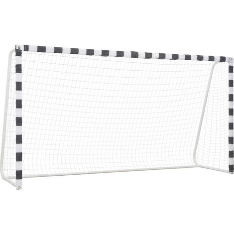 But de football extérieur 300 x 90 x 160 cm en métal noir et blanc avec filet PE - PANGIVO (1/5)