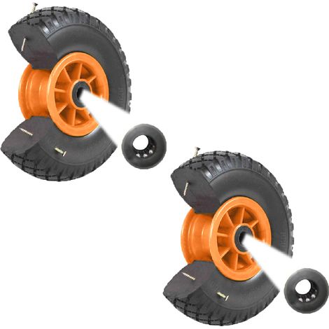 2x Sackkarrenrad Vollgummi 260x85 mm 3.00-4 PU Ersatzrad Rad Reifen Achsenlager 75 mm orange (1/5)
