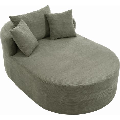 Poltrona relax ovale in velluto a coste verde, senza montaggio, seduta profonda 122 cm (1/5)