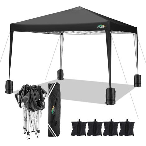 Faltpavillon 3x3m wasserdicht höhenverstellbar mit Sandsäcken schwarz (1/5)