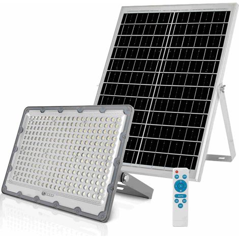 Sysled – Projecteur solaire LED 200W blanc froid – Éclairage IP65 étanche – Télécommande incluse – Autonomie solaire pour extérieur (1/5)