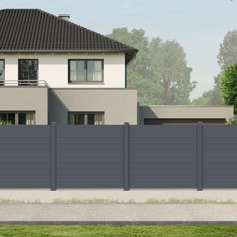 Clôture aluminium anthracite 190x166 cm – 10 lames opaques – Installation facile – Design moderne et recyclable – X-Metal