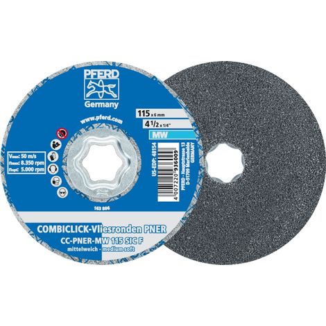 PFERD COMBICLICK verpresste Vliesronde CC PNER Ø 115 mm Mittelweich SIC Fein für Finish (1/5)