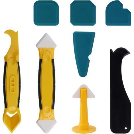 8pcs Silicone Caulking Tool Set, Nozzle Scraper, Silicone Grout Smoother for Bathroom and Kitchen (1/5)