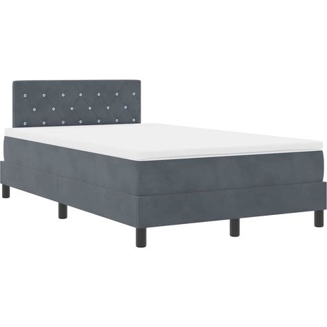 Maison Exclusive - LED Boxspringbett mit Matratze Dunkelgrau 120