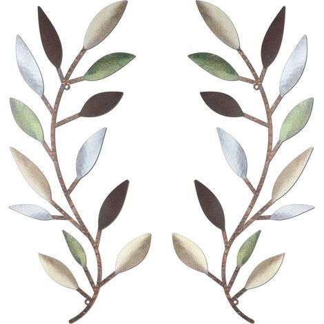 Zwei Wanddekorationen aus Metallblatt, Dekorationen für den Außenbereich (bunt)