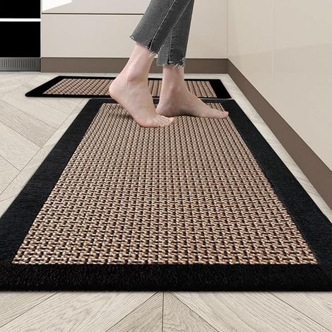 Washable Kitchen Front Sink Mat 50 x 120 cm, Hallway Rug, Black (1/5)
