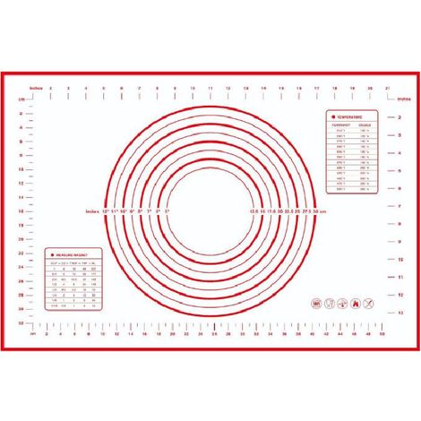 Tapis en silicone patisserie tapis de cuisson en silicone antiadhésif tapis de pâte rouge, dimensions 60 x 40 cm tapis de cuisson en silicone pour pâtisserie, pizza et biscuits