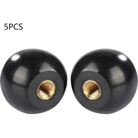 Lot de 5 boutons de levier à bille en bakélite noire avec insert en cuivre M1240 pour machines-outils (1/5)