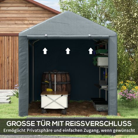 Abri de garage 1,6x2,18x1,72m, tente de stockage avec protection UV, porte à fermeture éclair, imperméable, garage en bâche pour outils de jardin (1/5)