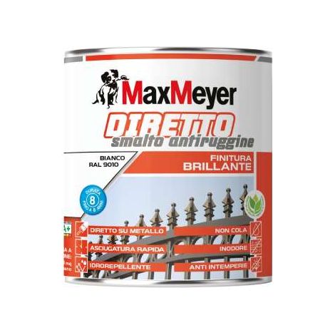 Smalto MaxMeyer diretto antiruggine brillantante 750 ml bianco (1/3)